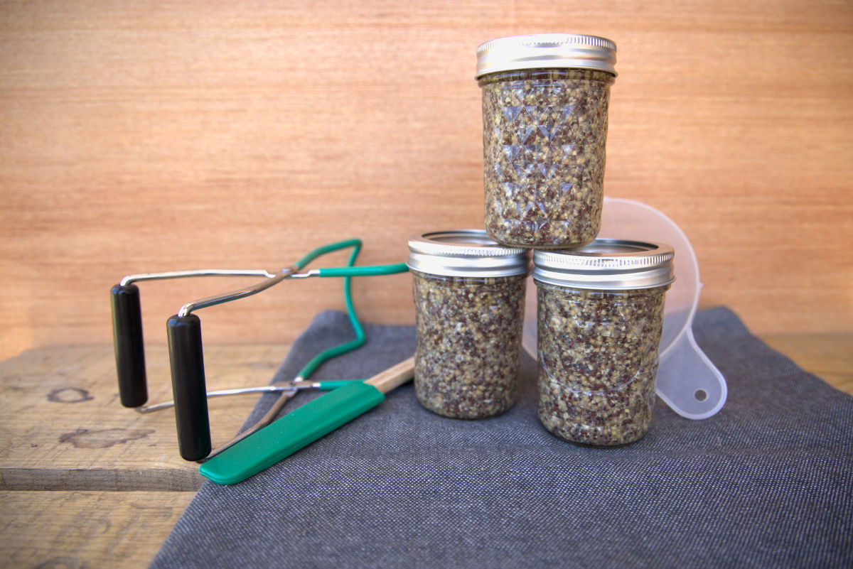 tools for canning homemade whole grain mustard