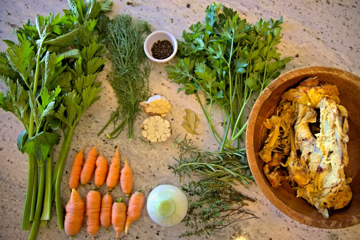 ingredients for homemade chicken broth