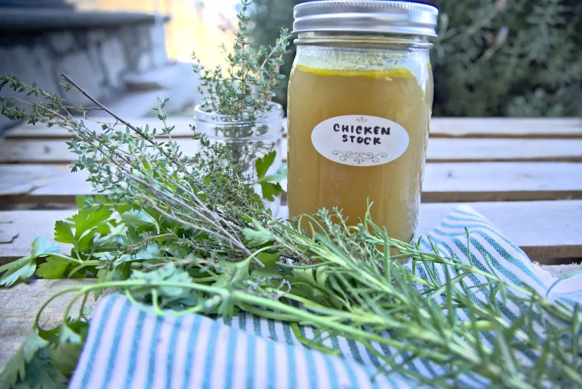 homemade chicken broth or stock