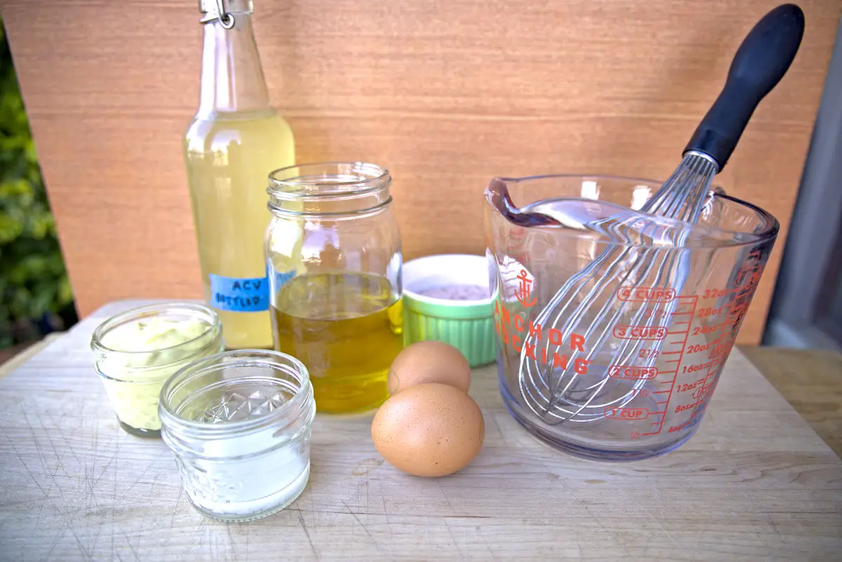 ingredients and supplies for homemade mayonnaise