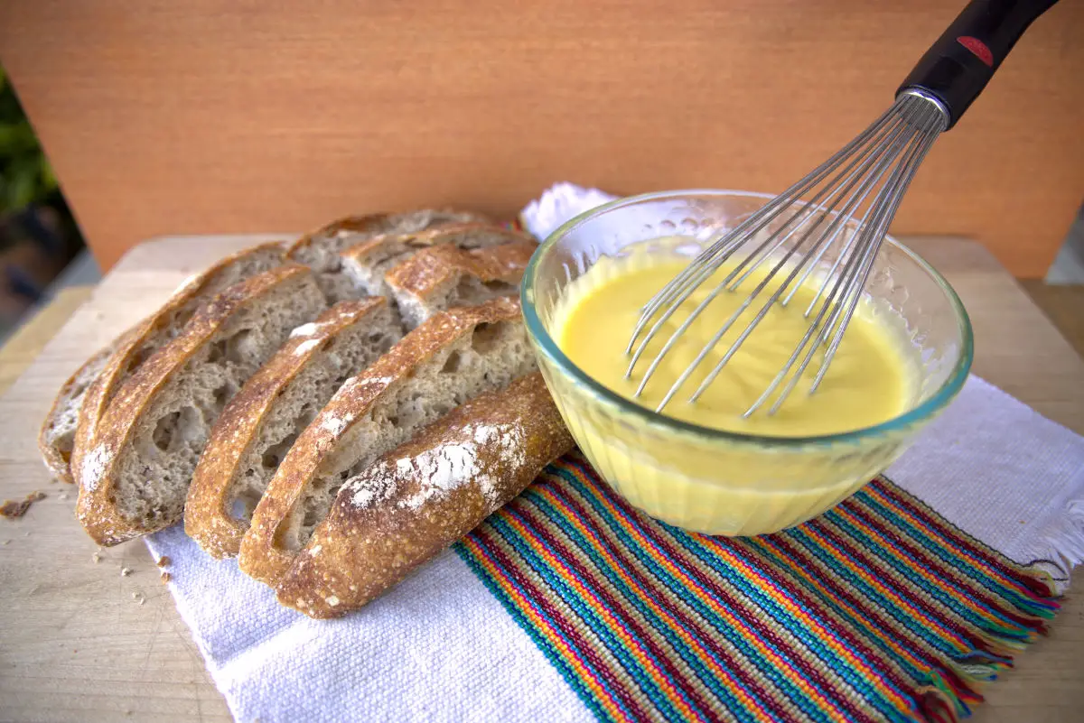 homemade mayonnaise with freshly baked bread