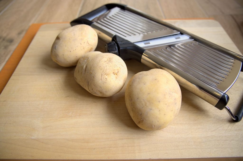 a mandolin for slicing potatoes for homemade potato chips