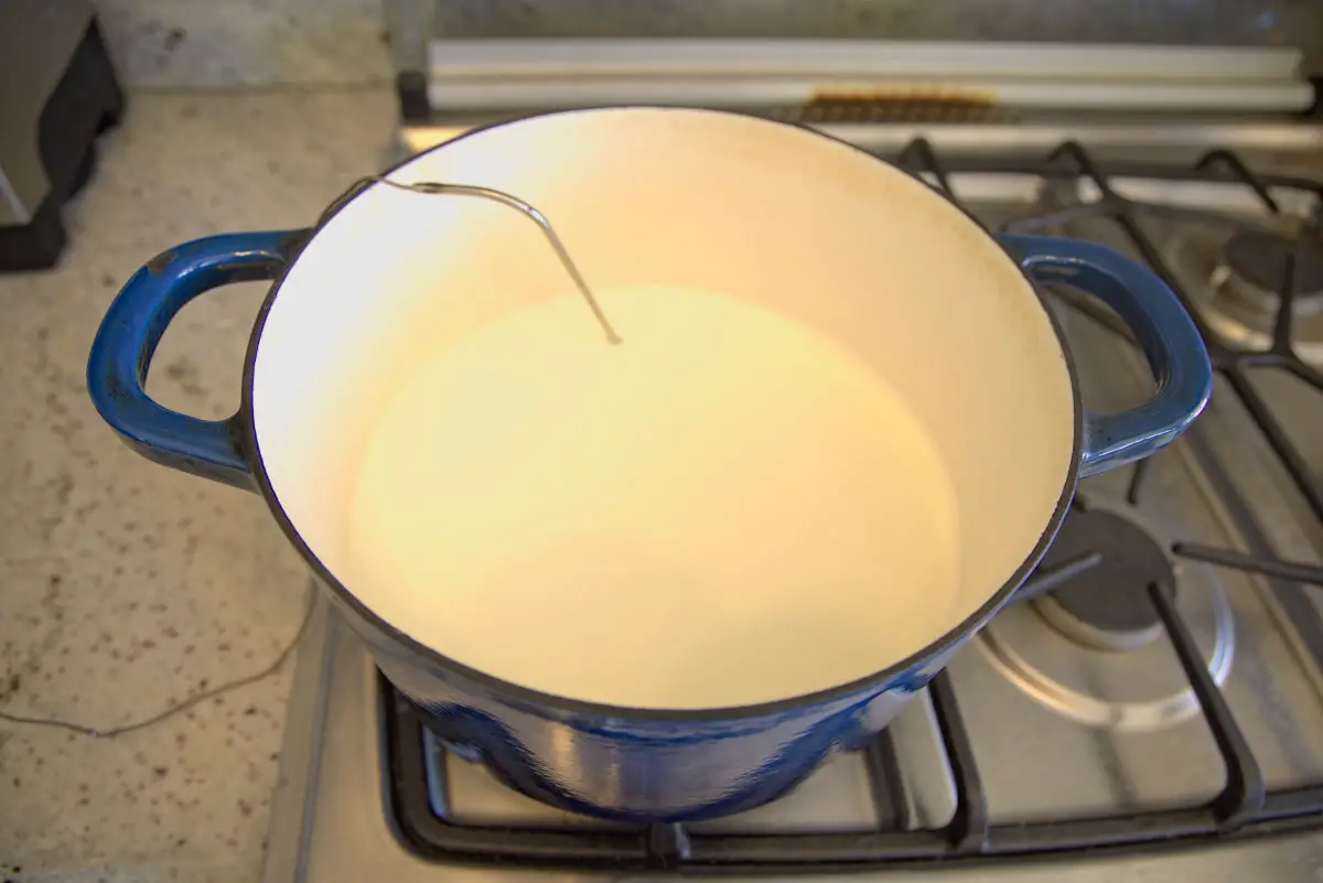yogurt heating up on stove