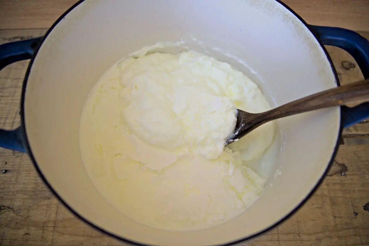 homemade yogurt set and ready to be strained